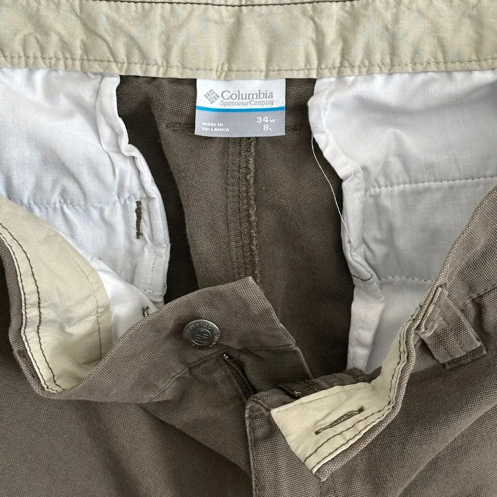 Columbia Mens Brown Canvas Utility Shorts Size 34W 8L Outdoor Hiking Cargo - Picture 6 of 6